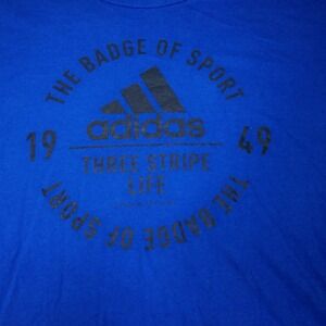 Men's Adidas Logo Blue‎ 3 Stripe shirt Large L